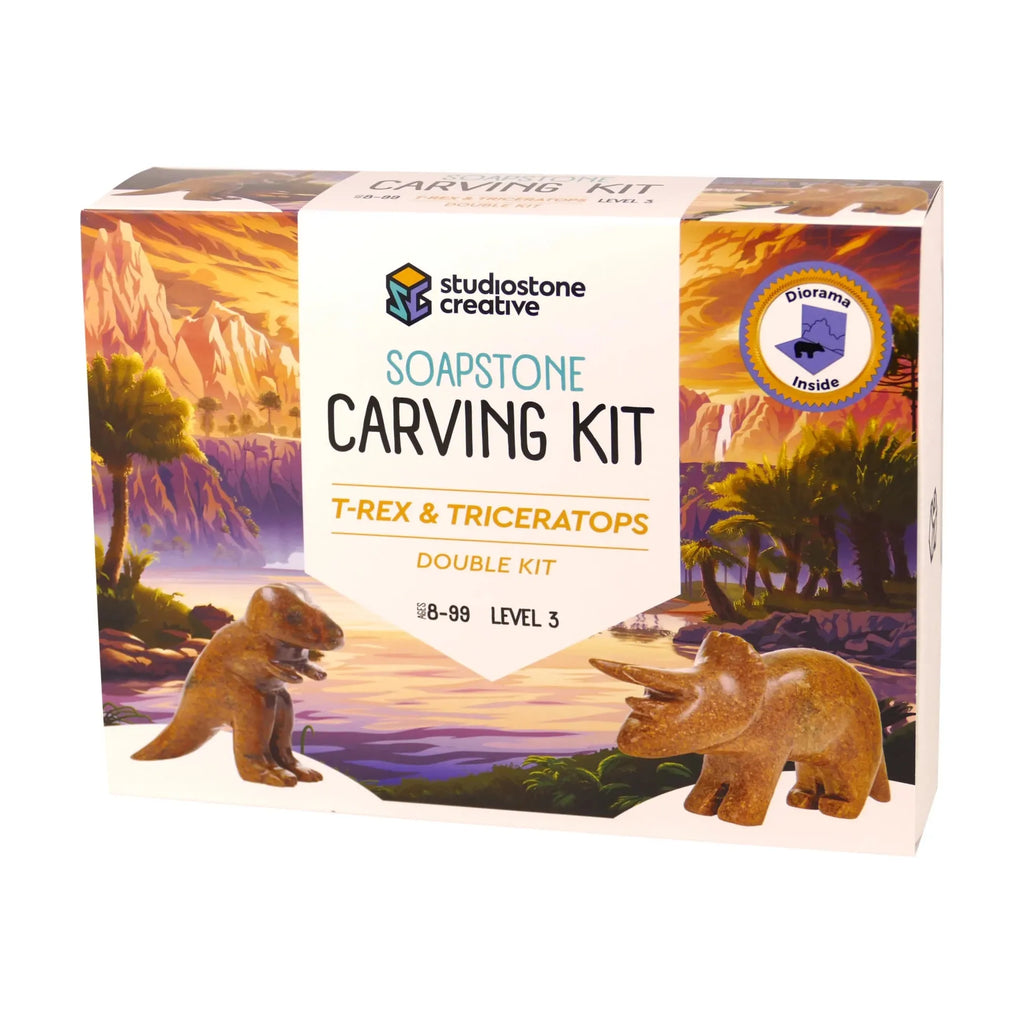 Kit De Sculpture Tyrannosaure En Stéatite - Pour Enfants Et Adultes Débutants - Pierre Naturelle, Outils Inclus - Taille Finie ~3.8x7.6 Cm - 9